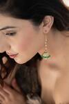 Buy_Do Taara_Green Pearls, Stones Shell Embellished Jadau Jhumki Earrings_Online_at_Aza_Fashions