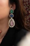 Do Taara_Multi Color Cubic Zirconia And Natural Stone Embellished Earrings _Online_at_Aza_Fashions