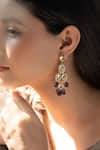 Buy_Do Taara_Purple Shell Pearl Kundan And Amethyst Stone Embellished Earrings _Online_at_Aza_Fashions