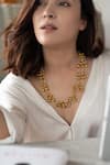 Buy_Do Taara_Gold Plated Pearl Embossed Balls Multi Strand Necklace _at_Aza_Fashions