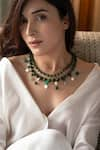 Buy_Do Taara_Green Natural Stone And Baroque Pearl Embellished Necklace _at_Aza_Fashions