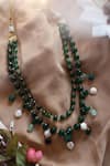 Shop_Do Taara_Green Natural Stone And Baroque Pearl Embellished Necklace _at_Aza_Fashions