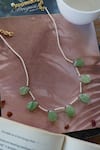 Shop_Do Taara_Green Shell Pearl Fluorite Stone Embellished Necklace _at_Aza_Fashions