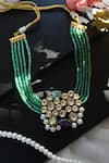 Shop_Do Taara_Green Shell Pearl Jade And Onyx Embellished Necklace _at_Aza_Fashions