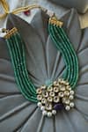 Buy_Do Taara_Green Shell Pearl Jade And Onyx Embellished Necklace _Online_at_Aza_Fashions