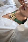 Do Taara_Green Shell Pearl Jade And Onyx Embellished Necklace _at_Aza_Fashions