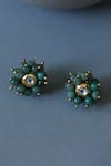 Shop_Do Taara_Green Onyx Beads Cluster Stud Earrings _at_Aza_Fashions