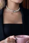 Buy_Do Taara_Silver Plated Pearl Polki Studded Choker _at_Aza_Fashions