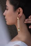 Buy_Do Taara_Gold Plated Pearl Tassel Drop Earrings _at_Aza_Fashions