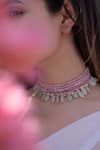 Buy_Do Taara_Pink Natural Stone Onyx Multi-strand Drop Choker _at_Aza_Fashions