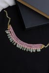 Shop_Do Taara_Pink Natural Stone Onyx Multi-strand Drop Choker _at_Aza_Fashions