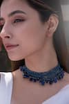 Buy_Do Taara_Blue Natural Stone Multi-strand Onyx Drop Choker _at_Aza_Fashions