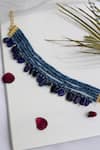 Shop_Do Taara_Blue Natural Stone Multi-strand Onyx Drop Choker _at_Aza_Fashions