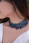 Do Taara_Blue Natural Stone Multi-strand Onyx Drop Choker _Online_at_Aza_Fashions