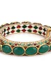 Ruby Raang_Green Kundan Embellished Meenakari Bangle _at_Aza_Fashions