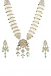 Buy_Ruby Raang_Gold Plated Kundan Floral Cutwork Pendant Necklace Set _Online_at_Aza_Fashions