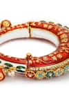 Ruby Raang_Red Stone Meenakari Ornamented Bangle _at_Aza_Fashions