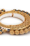 Ruby Raang_Blue Beads Navratan Meenakari Bangle _at_Aza_Fashions