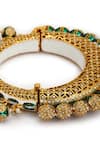 Ruby Raang_Green Beads Meenakari Embellished Bangle _at_Aza_Fashions