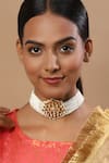 Buy_Ruby Raang_White Kundan Beads Embellished Choker Necklace _at_Aza_Fashions