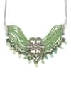 Ruby Raang_Green Kundan Beads Work Choker Necklace _Online_at_Aza_Fashions