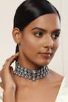 Buy_Ruby Raang_Silver Plated Kundan Work Choker Necklace _at_Aza_Fashions