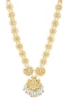 Ruby Raang_Gold Plated Kundan Hand Embellished Long Pendant Necklace _Online_at_Aza_Fashions