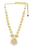 Buy_Ruby Raang_Gold Plated Kundan Hand Embellished Long Pendant Necklace _Online_at_Aza_Fashions