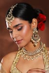 Buy_Ruby Raang_Gold Plated Kundan Teardrop Bloom Jewellery Set _at_Aza_Fashions