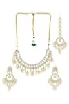 Buy_Ruby Raang_Gold Plated Kundan Teardrop Bloom Jewellery Set _Online_at_Aza_Fashions