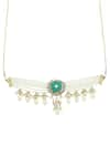 Ruby Raang_White Kundan Amyra And Pearl Choker Necklace _Online_at_Aza_Fashions