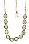 Ruby Raang_Green Kundan Glorius Teardrop Necklace _Online_at_Aza_Fashions