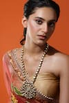 Buy_Ruby Raang_Gold Plated Kundan Ornate Bloom Embellished Pendant Necklace _at_Aza_Fashions