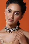 Buy_Ruby Raang_Silver Plated Kundan Gleaming Petal Necklace _at_Aza_Fashions