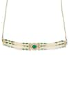 Ruby Raang_Green Kundan Phoolan And Crystal Stone Embellished Choker _Online_at_Aza_Fashions