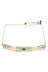 Buy_Ruby Raang_Green Kundan Phoolan And Crystal Stone Embellished Choker _Online_at_Aza_Fashions