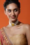 Buy_Ruby Raang_Yellow Kundan Quad Bloom And Crystal Stone Embellished Choker _at_Aza_Fashions