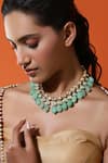 Buy_Ruby Raang_Green Kundan Amaryllis And Crystal Stone Embellished Necklace _at_Aza_Fashions