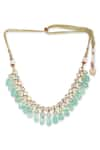 Buy_Ruby Raang_Green Kundan Amaryllis And Crystal Stone Embellished Necklace _Online_at_Aza_Fashions