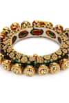 Ruby Raang_Green Kundan Enamelled Embellished Bangle - Single Pc _at_Aza_Fashions