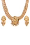 Ruby Raang_Gold Plated Goddess Motif Temple Necklace Set _Online_at_Aza_Fashions