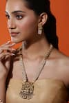 Buy_Ruby Raang_Gold Plated Kundan Embellished Bead Drop Necklace _at_Aza_Fashions