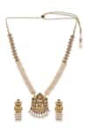 Buy_Ruby Raang_Gold Plated Kundan Embellished Bead Drop Necklace _Online_at_Aza_Fashions