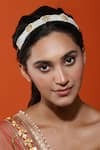 Buy_Ruby Raang_Gold Kundan Embellished Floral Unit Headband _at_Aza_Fashions