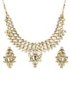 Ruby Raang_Gold Plated Kundan Embellished Floral Necklace Set _Online_at_Aza_Fashions