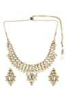 Buy_Ruby Raang_Gold Plated Kundan Embellished Floral Necklace Set _Online_at_Aza_Fashions