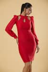 Shop_Samyukta Singhania_Red Polyester Solid High Neck Plain Short Dress _Online_at_Aza_Fashions