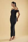 Buy_Samyukta Singhania_Black Polyester Solid One Shoulder Maxi Dress _Online_at_Aza_Fashions