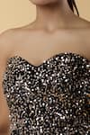 Samyukta Singhania_Black Velvet Sequin Sweetheart Dazzle And Shine Tube Dress _at_Aza_Fashions