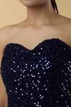 Samyukta Singhania_Blue Velvet Sequins Sweetheart Neck Dazzle And Shine Tube Dress_at_Aza_Fashions